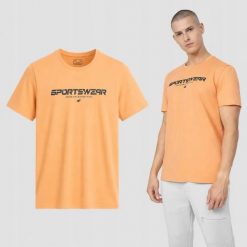 KOSZULKA MĘSKA 4F BAWEŁNIANA T-SHIRT SPORTOWY TTSHM364. Czerwone t-shirty sportowe męskie 4f, m, z bawełny, bez ramiączek, na fitness i siłownię. Za 117.00 zł.