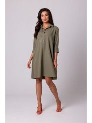 Be Wear Sukienka w kolorze oliwkowym rozmiar: M. Brązowe sukienki damskie Be Wear, m, bez wzorów, bez kołnierzyka, bez ramiączek, midi, rozkloszowane. Za 162.49 zł.
