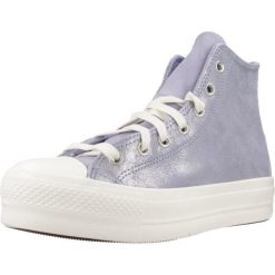 Buty CONVERSE Chuck Taylor All Star Lift Platform Suede Shimmer Hi Fioletowy. Fioletowe buty sportowe na co dzień damskie Converse, bez wzorów, ze skóry. Za 306.99 zł.