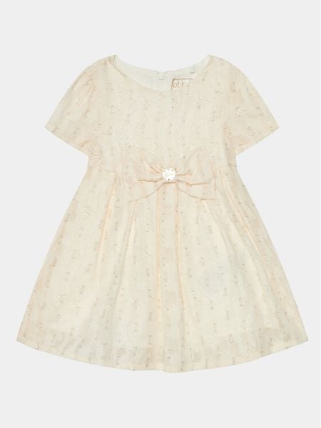 Guess Sukienka elegancka A4RK16 WFYL0 Beżowy Regular Fit. Brązowe sukienki dziewczęce Guess, z aplikacjami, z syntetyku, bez ramiączek. Za 149.99 zł.
