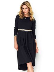 Made of emotion Sukienka w kolorze czarnym rozmiar: XL. Czarne sukienki damskie Made Of Emotion, na co dzień, xl, bez wzorów, z asymetrycznym kołnierzem, bez ramiączek, midi, asymetryczne. Za 152.98 zł.