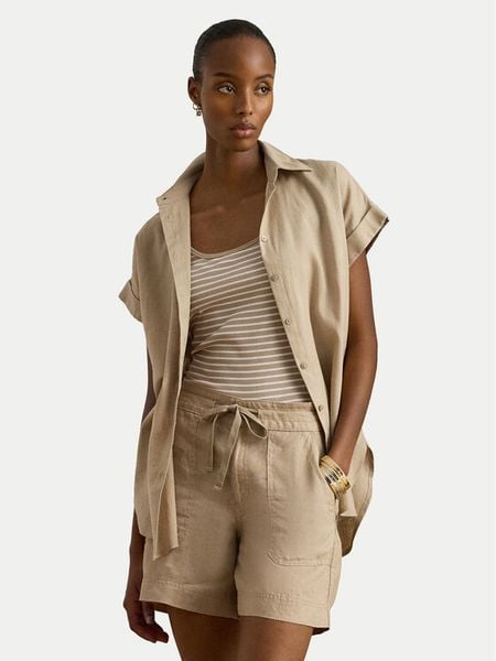 LAUREN RALPH LAUREN Koszula 200699152052 Beżowy Relaxed Fit. Brązowe koszule damskie Lauren Ralph Lauren, l, bez wzorów, ze lnu, bez kołnierzyka, bez ramiączek. Za 669.99 zł.