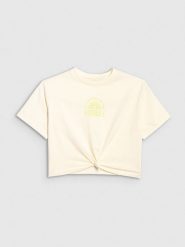4F T-shirt oversize crop top z nadrukiem dziewczęcy - biały 140 (9-10 lat). Białe koszulki dziewczęce 4f, bez wzorów, bez ramiączek. W wyprzedaży za 29.99 zł.