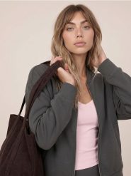 Rozpinana bluza bomber - szary. Szare bluzy bez kaptura damskie Sinsay, l, bez wzorów, bez ramiączek, bez kaptura. Za 59.99 zł.