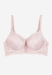 Ciemnoróżowy Biustonosz Push Up z Ozdobną Koronką Neamitra. Czerwone biustonosze Renee, bez wzorów, z jeansu. Za 34.99 zł.