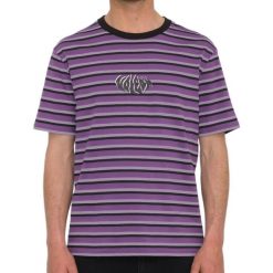 Koszulka sportowa męska Volcom Rayeah Stripes. Fioletowe t-shirty sportowe męskie Volcom, m, z bawełny, bez ramiączek. Za 102.00 zł.