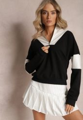 Czarna Bawełniana Bluza z Suwakiem w Stylu Polo Torellia. Czarne bluzy bez kaptura damskie Renee, z bawełny. Za 79.99 zł.