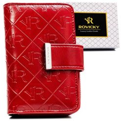 Portfel damski skóra+PU RPX-31-PMT Red. Czerwone portfele damskie ROVICKY, bez wzorów, ze skóry ekologicznej. Za 64.00 zł.