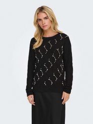ONLY Sweter w kolorze czarnym rozmiar: L. Czarne swetry klasyczne damskie Only, l, ze splotem, bez kołnierzyka. Za 61.46 zł.