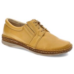 Żółte Półbuty Wasak Wygodne Skórzane Buty. Żółte półbuty damskie Wasak, bez wzorów, ze skóry, eleganckie, bez obcasa, na platformie. Za 269.00 zł.