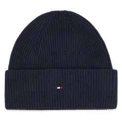 Czapka Tommy Hilfiger. Niebieskie czapki zimowe damskie Tommy Hilfiger. Za 189.99 zł.