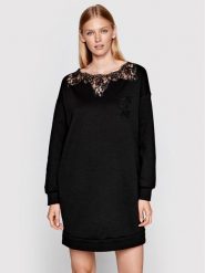 Ermanno Firenze Sukienka dzianinowa Q016ED4 Czarny Relaxed Fit. Czarne sukienki damskie Ermanno Firenze, bez wzorów, z bawełny, bez kołnierzyka, bez ramiączek. Za 1,549.00 zł.