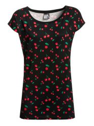 Pussy Deluxe Koszulka "Cherries" w kolorze czarnym rozmiar: S. Czarne bluzki damskie Pussy Deluxe, s, bez wzorów, bez kołnierzyka, bez ramiączek. Za 61.31 zł.