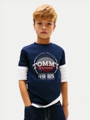 Tommy Hilfiger T-Shirt KB0KB10277 Granatowy Regular Fit. Niebieskie t-shirty chłopięce Tommy Hilfiger, bez wzorów, z bawełny, bez ramiączek. Za 109.99 zł.