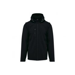 Kurtka 3-warstwowa z kapturem i odpinanymi rękawami Kariban Softshell. Czarne kurtki damskie KARIBAN, m, bez wzorów, z elastanu, z kapturem. Za 337.00 zł.
