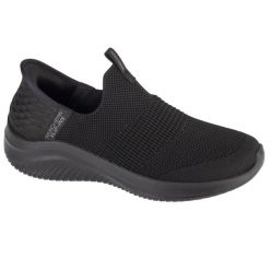 Buty do chodzenia damskie Skechers Slip-ins: Ultra Flex 3.0. Czarne trampki i tenisówki damskie Skechers, bez wzorów, z materiału. Za 399.99 zł.