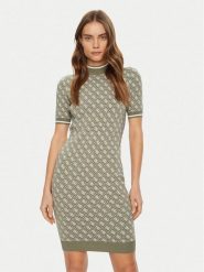 Guess Sukienka dzianinowa W3YK39 Z37K0 Zielony Regular Fit. Zielone sukienki damskie Guess, xs, z aplikacjami, z dzianiny, bez kołnierzyka, bez ramiączek. Za 399.99 zł.