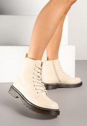 Beżowe Botki Workery na Grubej Podeszwie Inroca. Brązowe botki damskie Renee, bez obcasa, na płaskiej podeszwie, bez zapięcia. Za 139.99 zł.