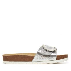 Klapki Josef Seibel. Szare klapki damskie Josef Seibel, bez wzorów, bez obcasa. Za 279.99 zł.
