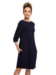 Made of emotion Sukienka w kolorze granatowym rozmiar: XXL. Niebieskie sukienki damskie Made Of Emotion, xxl, bez wzorów, bez kołnierzyka, bez ramiączek, midi. Za 131.12 zł.