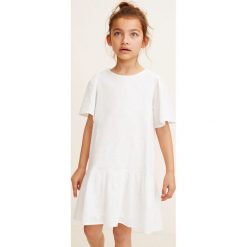Mango Kids - Sukienka dziecięca Aflar 110-164 cm. Białe sukienki dziewczęce Mango Kids, z aplikacjami, z bawełny, casualowe, bez ramiączek, krótkie. W wyprzedaży za 49.90 zł.