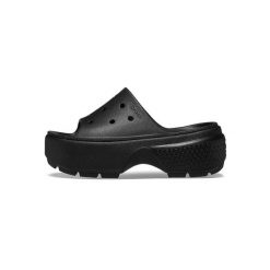 Klapki damskie Crocs Stomp. Czarne klapki damskie Crocs, bez wzorów, z materiału, bez obcasa. Za 202.99 zł.