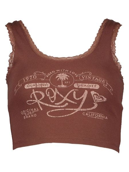 Roxy Top "Vintage" w kolorze jasnobrązowym rozmiar: XS. Brązowe topy damskie Roxy, xs, bez wzorów, z koronki, bez kołnierzyka. Za 57.73 zł.