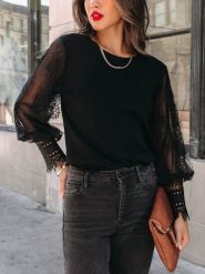 Milan Kiss Bluzka w kolorze czarnym rozmiar: XL. Czarne bluzki damskie Milan Kiss, xl, bez wzorów, z koronki, bez kołnierzyka, bez ramiączek. Za 126.99 zł.