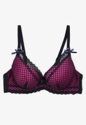 Granatowo-Fuksjowy Biustonosz Full Cup z Delikatnymi Kokardkami Timaqela. Niebieskie biustonosze Born2be, bez wzorów. Za 19.99 zł.
