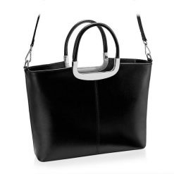 Klasyczna torebka skórzana BETLEWSKI BVP-124 CZARNY. Czarne torebki klasyczne damskie Betlewski, bez wzorów, ze skóry, duże, bez dodatków. Za 389.00 zł.