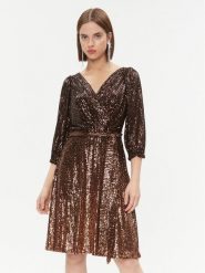 DKNY Sukienka codzienna DD3HR967 Brązowy Regular Fit. Brązowe sukienki damskie DKNY, na co dzień, bez wzorów, z syntetyku, bez kołnierzyka, bez ramiączek, proste. Za 869.99 zł.