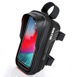 Wodoodporna torba na ramę roweru 1L, torba przednia z miejscem na telefon. Czarne torebki klasyczne damskie WILDMAN, bez wzorów, z materiału, bez dodatków. Za 100.04 zł.