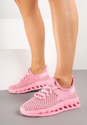 Fuksjowe Siateczkowe Buty Sportowe Sneakersy na Grubej Tłoczonej Podeszwie Luriane. Czerwone buty sportowe na co dzień damskie Born2be, bez wzorów, z jeansu. Za 49.99 zł.