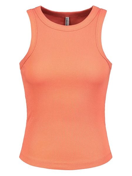 Sublevel Top w kolorze pomarańczowym rozmiar: L. Pomarańczowe topy damskie Sublevel, l, bez wzorów, prążkowane, bez kołnierzyka. Za 39.99 zł.