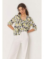 SKFK Bluzka "Asune" w kolorze kremowo-żółto-czarnym rozmiar: 36. Brązowe bluzki damskie SKFK, bez wzorów, z wiskozy, bez kołnierzyka, bez ramiączek. Za 208.99 zł.