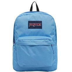 Plecak sportowo-turystyczny dla dorosłych Superbreak Backpack. Niebieskie plecaki damskie JanSport, bez wzorów, z materiału, sportowe. Za 119.99 zł.