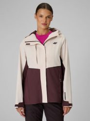 4F Kurtka trekkingowa membrana 10000 damska - kremowa XXL. Białe kurtki damskie 4f, xxl, bez wzorów, bez kaptura. Za 399.99 zł.