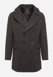 Ciemnoszary Dwurzędowy Płaszcz Ozdobiony Guzikami przy Rękawach Mesaltia. Szare płaszcze męskie Born2be, l, bez wzorów, z jeansu, eleganckie. Za 179.99 zł.