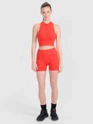 4F Legginsy krótkie bezszwowe treningowe damskie - czerwone M/L. Czerwone legginsy damskie 4f, l, bez wzorów, z dzianiny. W wyprzedaży za 59.99 zł.