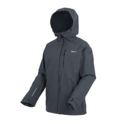 Kurtka turystyczna przeciwdeszczowa damska Birchdale wodoodporna. Szare kurtki przeciwdeszczowe damskie Regatta, bez kaptura. Za 229.99 zł.