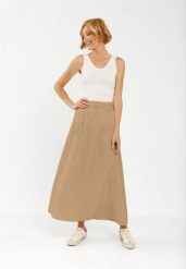 Długa spódnica letnia G-MIGELIA. Brązowe spódniczki damskie Volcano, na lato, s, bez wzorów, z materiału, maxi, dopasowane. Za 119.99 zł.