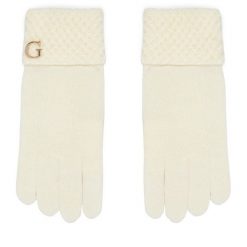 Rękawiczki Guess. Białe rękawiczki damskie Guess, z aplikacjami, z dzianiny. Za 194.99 zł.