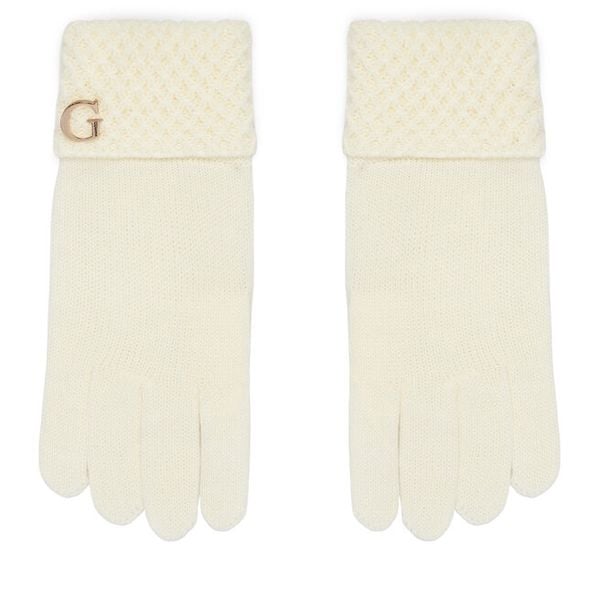 Rękawiczki Guess. Białe rękawiczki damskie Guess, z aplikacjami, z dzianiny. Za 194.99 zł.