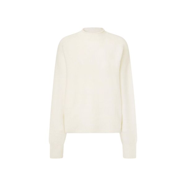 Damski sweter z okrągłym dekoltem Pepe Jeans Irma. Białe swetry klasyczne damskie Pepe Jeans, na zimę, z jeansu, bez kołnierzyka. Za 333.45 zł.