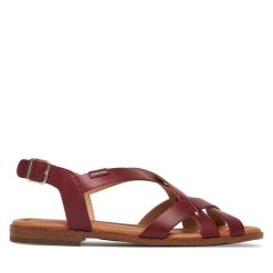 Sandały Pikolinos. Czerwone sandały damskie Pikolinos, bez wzorów, bez obcasa, na płaskiej podeszwie. Za 449.99 zł.