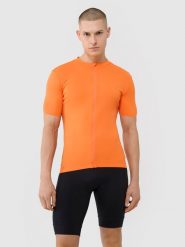 4F Koszulka rowerowa rozpinana męska - pomarańczowa S. Brązowe t-shirty sportowe męskie 4f, l, z dzianiny, bez ramiączek, rowerowe. W wyprzedaży za 149.99 zł.