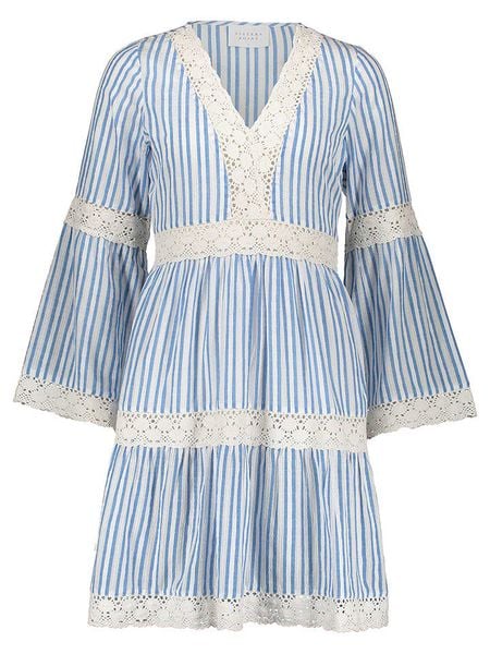 SisterS point Sukienka "Alisa" w kolorze błękitnym rozmiar: S. Niebieskie sukienki damskie Sisters Point, s, bez wzorów, z bawełny, bez kołnierzyka, bez ramiączek, midi, rozkloszowane. Za 65.54 zł.