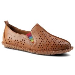 Brązowe Półbuty Artiker Damskie Skórzane Obuwie. Brązowe półbuty damskie Artiker, bez wzorów, z gumy, wakacyjne, bez obcasa. Za 159.00 zł.
