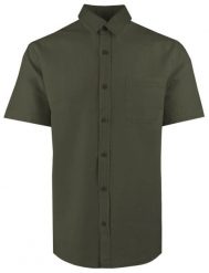 Koszula Weekendowa z Lnem, Krótki Rękaw - Brave Soul - Khaki. Zielone koszule męskie Brave Soul, l, bez wzorów, z bawełny, bez kołnierzyka, bez ramiączek. Za 129.00 zł.