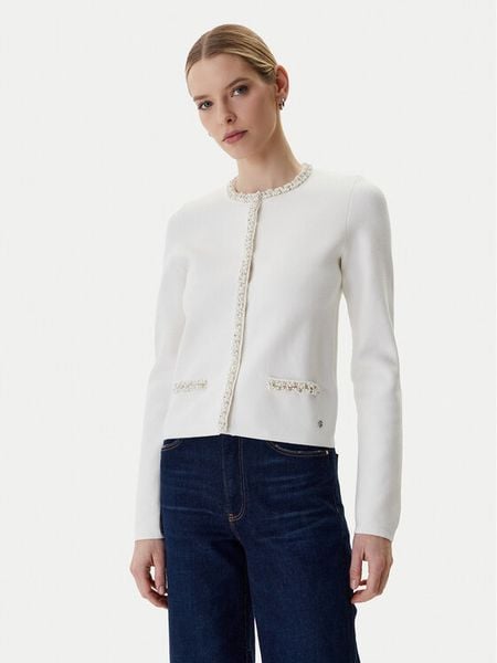 Guess Kardigan W6RR42 Z4422 Écru Regular Fit. Białe kardigany damskie Guess, s, z aplikacjami, z wiskozy. Za 522.99 zł.